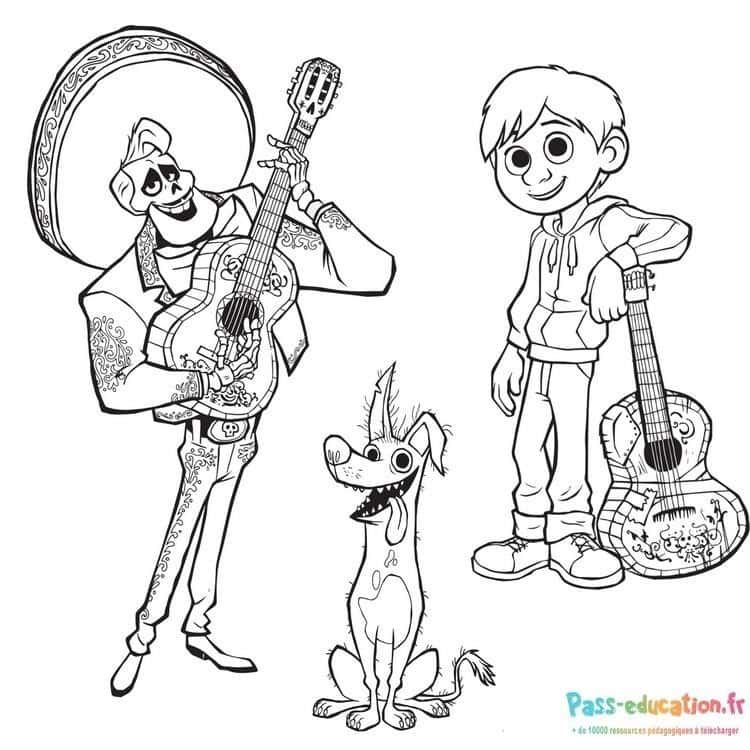 Coloriage Musiciens de Coco à imprimer et colorier