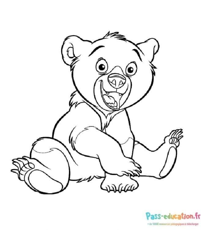 Coloriage Ourson souriant à imprimer et colorier