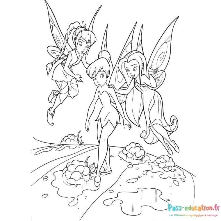 Coloriage Trois fées amies à imprimer et colorier