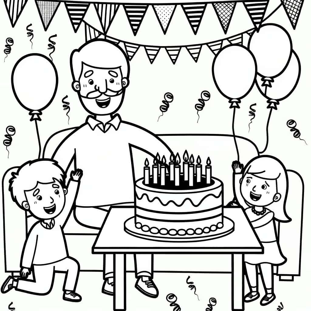 Coloriage Anniversaire Papa à imprimer et colorier
