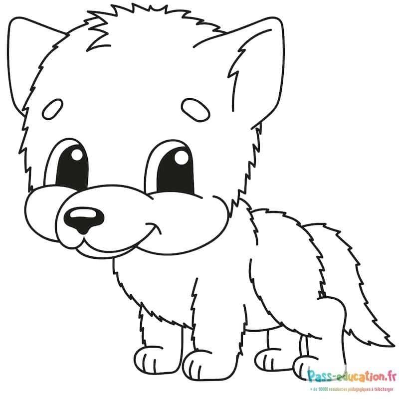 Coloriage Petit loup mignon à imprimer et colorier