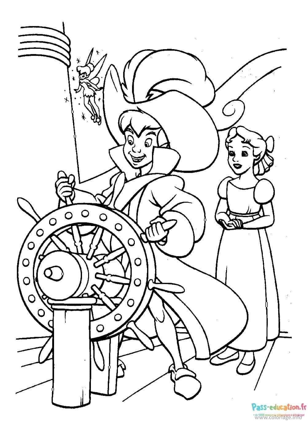 Coloriage Pirate à la barre à imprimer et colorier