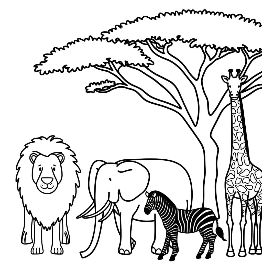 Coloriage Animaux de la savane à imprimer et colorier