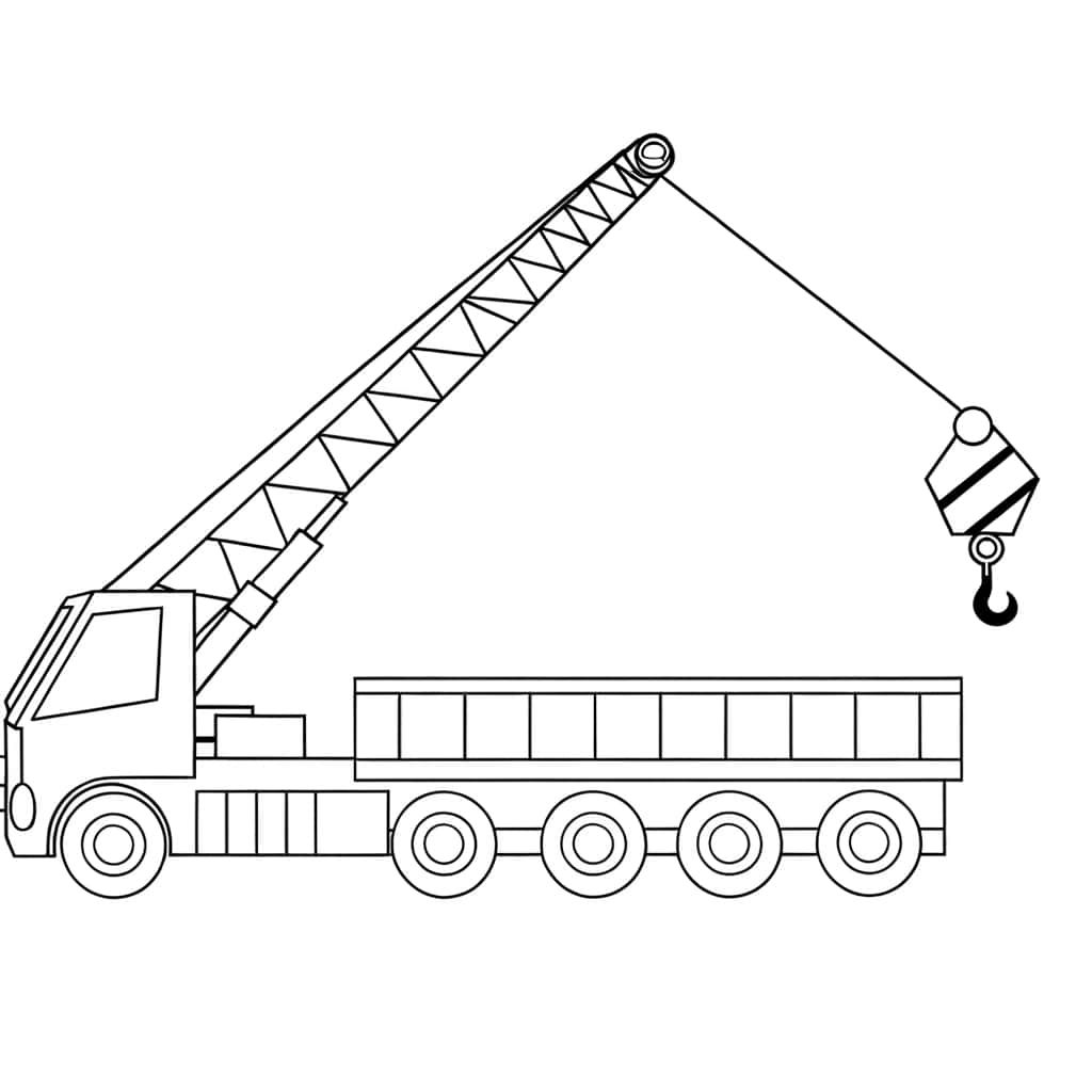 Coloriage Camion grue à imprimer et colorier
