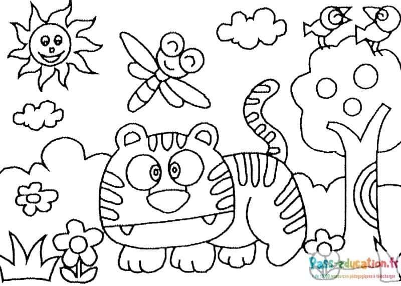 Coloriage Jungle joyeuse à imprimer et colorier