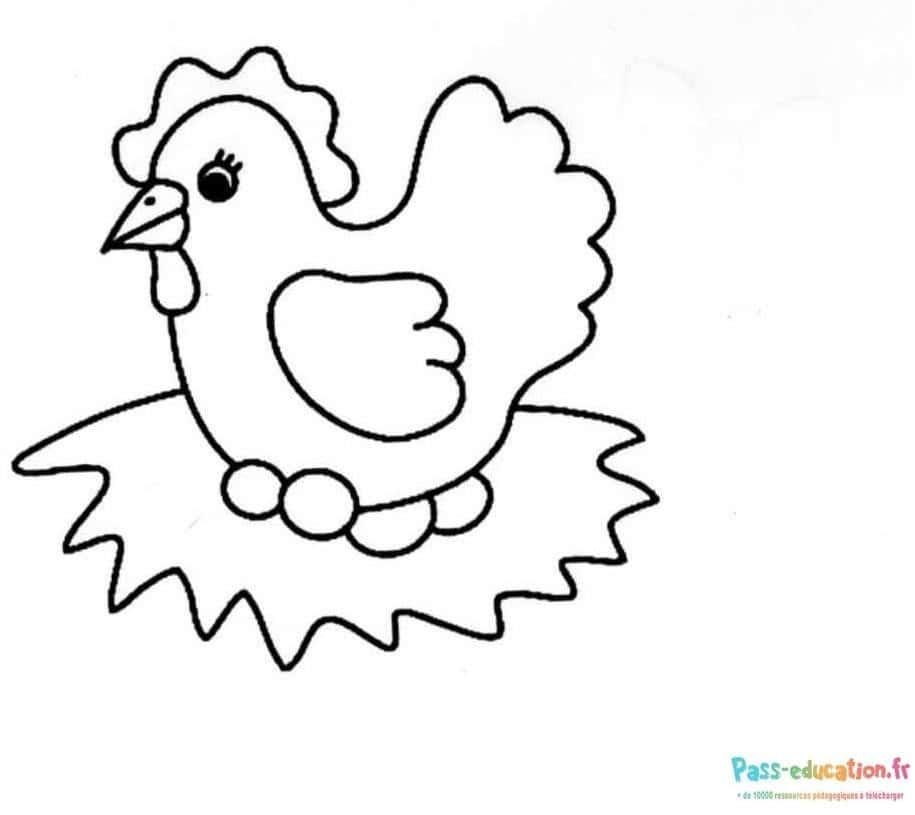 Coloriage Poule dessinée à imprimer et colorier
