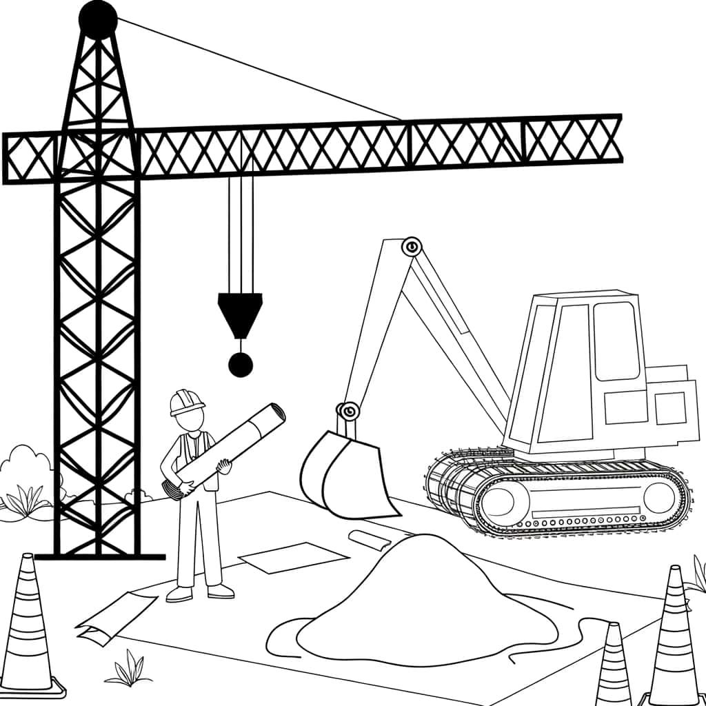 Coloriage Chantier de construction à imprimer et colorier