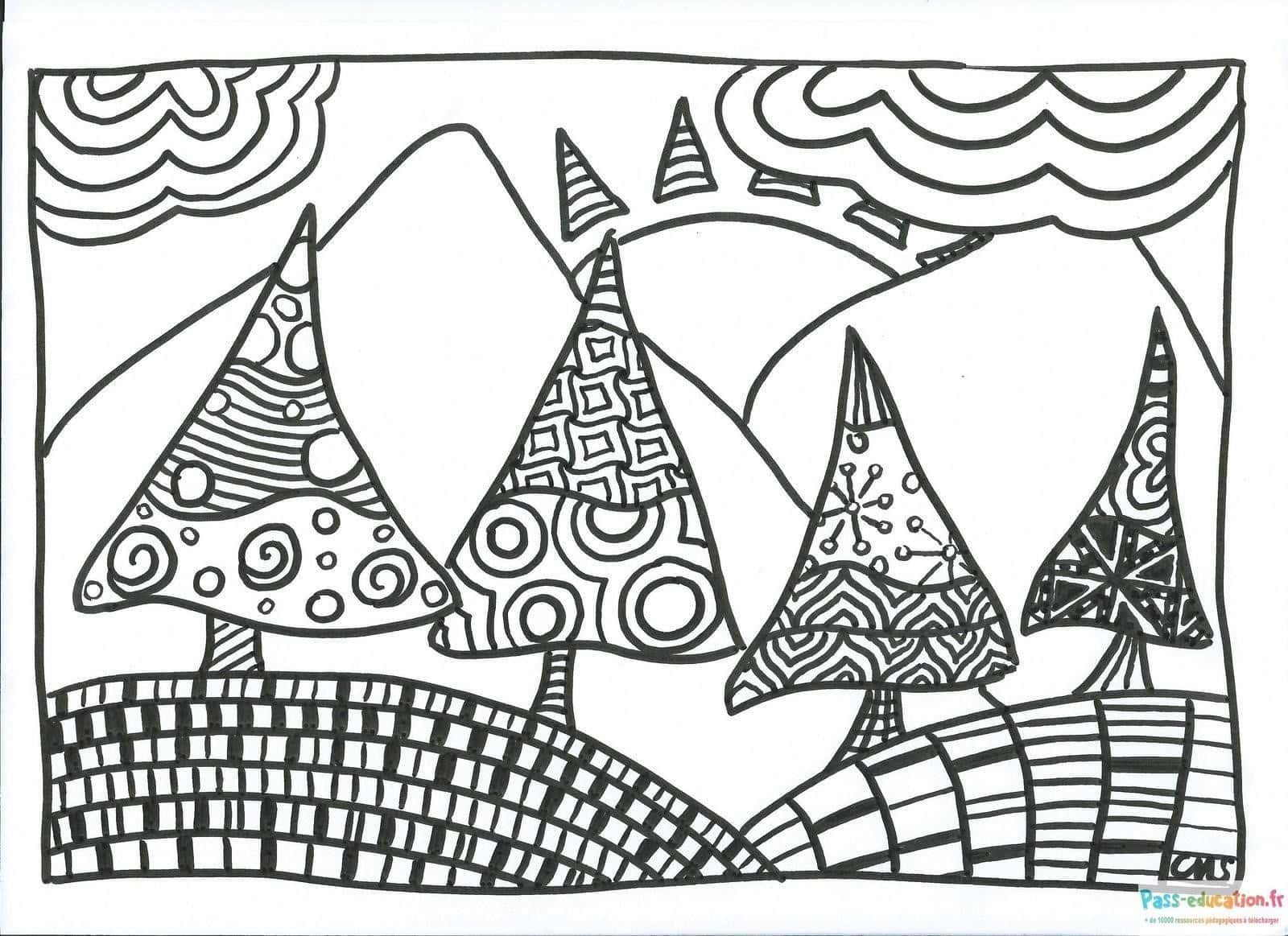 Coloriage Forêts géométriques à imprimer et colorier