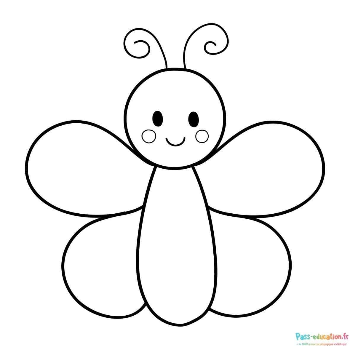 Coloriage Papillon souriant à imprimer et colorier