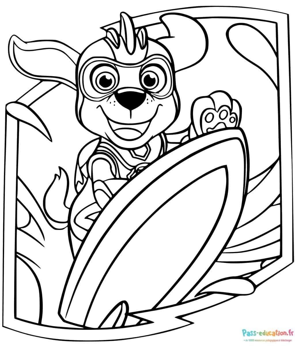 Coloriage Chiot surfeur à imprimer et colorier