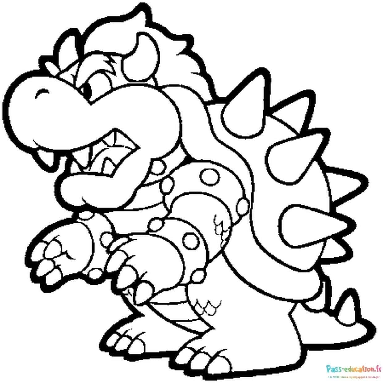 Coloriage Bowser féroce à imprimer et colorier