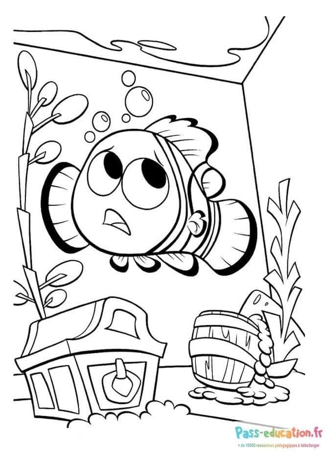 Coloriage Poisson effrayé à imprimer et colorier