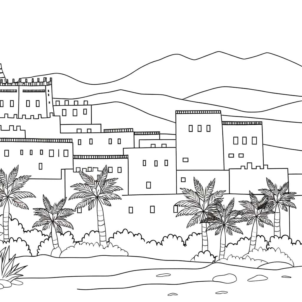 Coloriage Paysage Algérien à imprimer et colorier