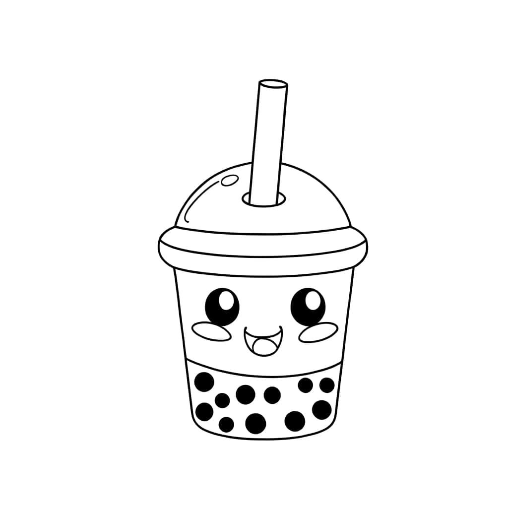 Coloriage Bubble Tea souriant à imprimer et colorier