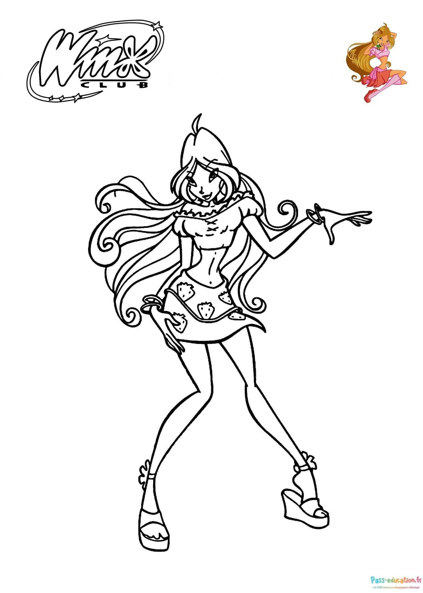 Coloriage Fée Winx Flora à imprimer et colorier