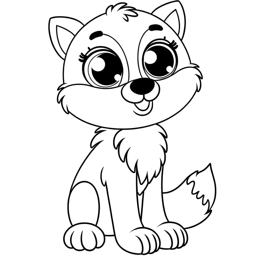 Coloriage Bébé loup à imprimer et colorier