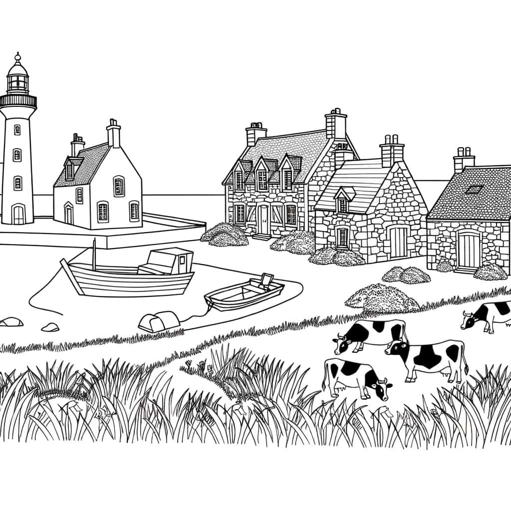 Coloriage Phare breton à imprimer et colorier