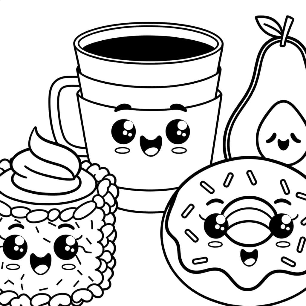 Coloriage Aliments Kawaii à imprimer et colorier