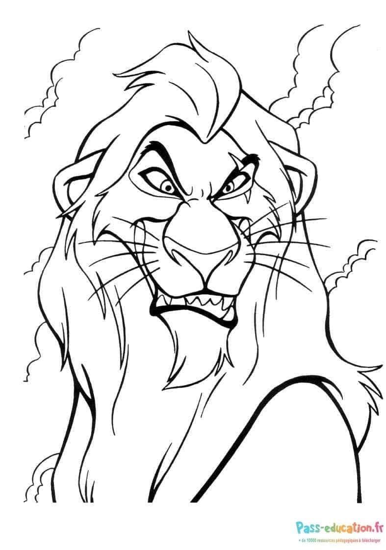 Coloriage Roi lion féroce à imprimer et colorier