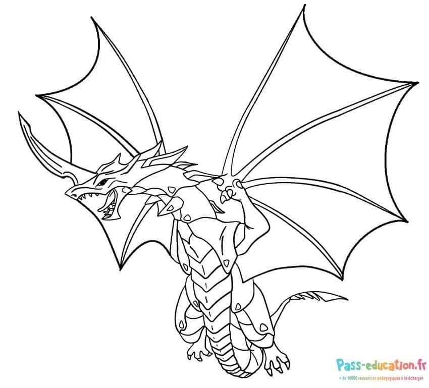 Coloriage Dragon volant à imprimer et colorier