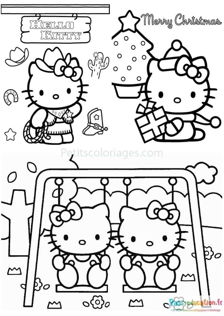 Coloriage Hello Kitty Noël à imprimer et colorier