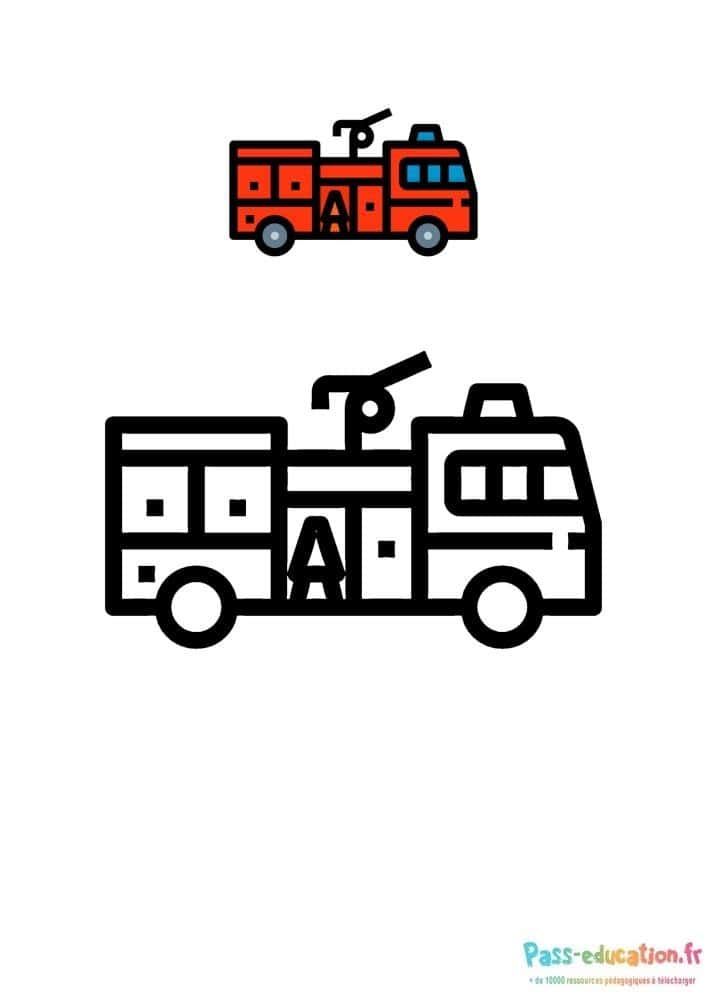 Coloriage Camion de pompier à imprimer et colorier