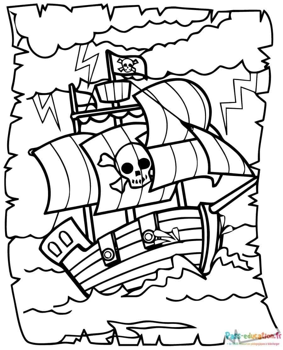 Coloriage Bateau Pirate à imprimer et colorier
