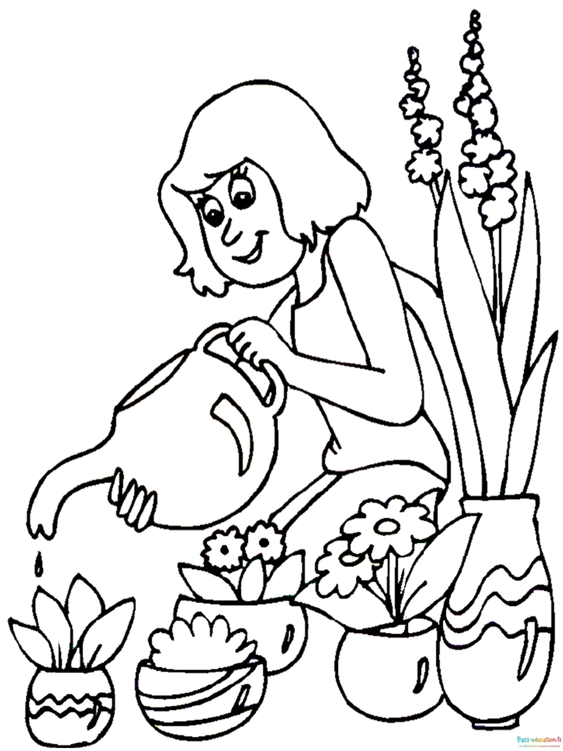 Coloriage Jardinage heureux à imprimer et colorier