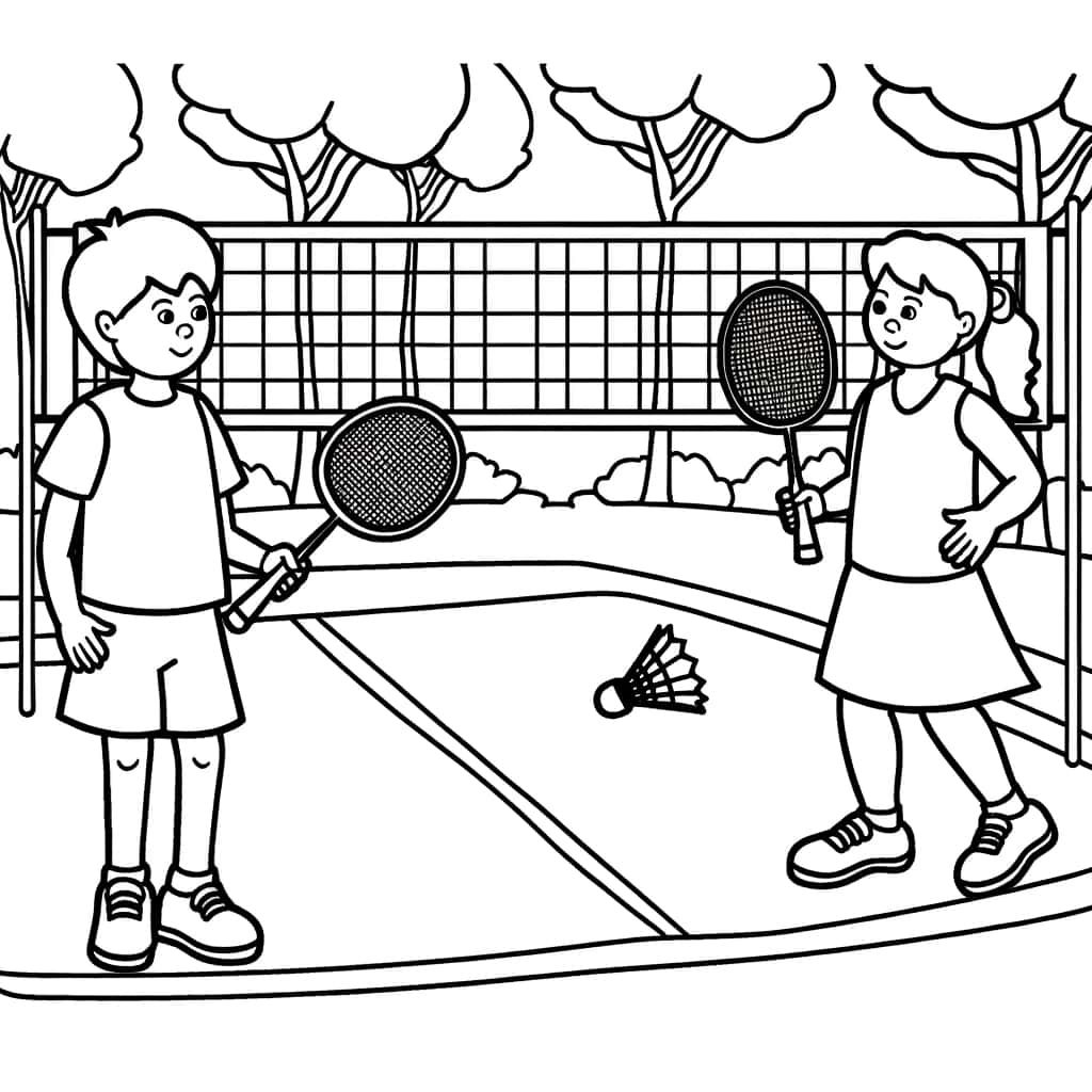 Coloriage Jeu de badminton à imprimer et colorier