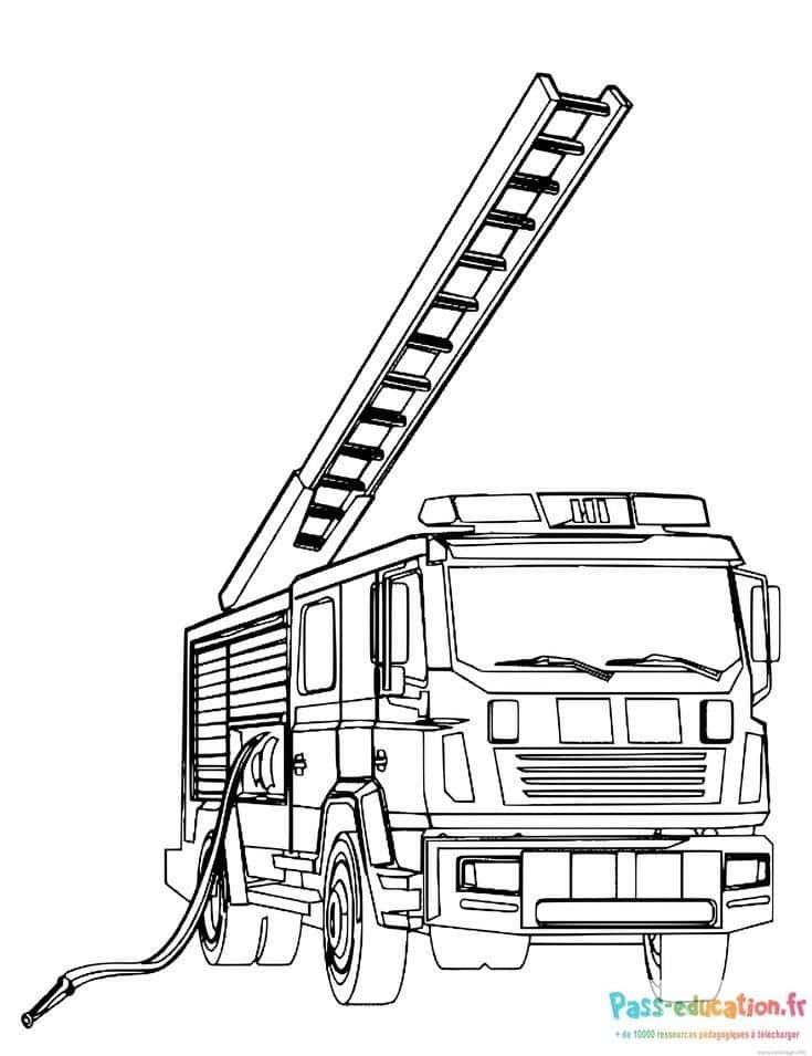 Coloriage Camion de pompier à imprimer et colorier