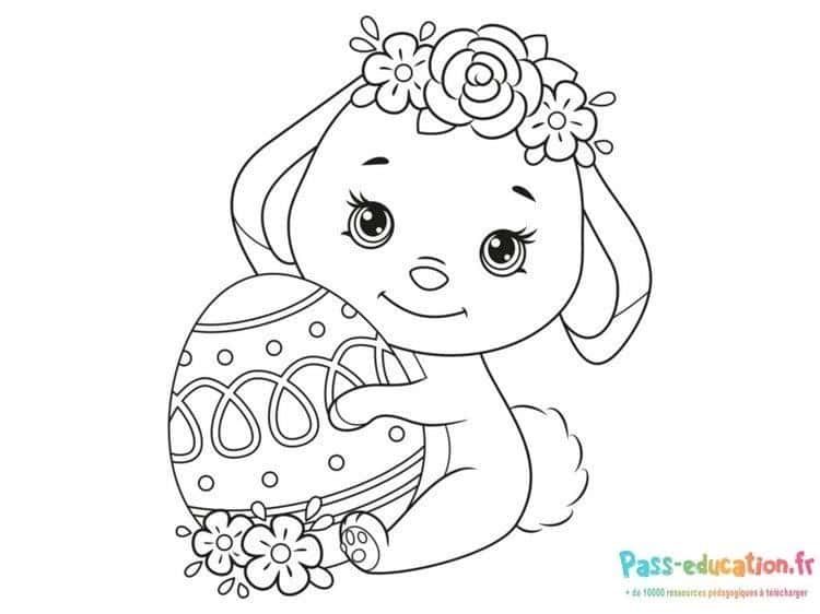 Coloriage Lapin de Pâques à imprimer et colorier