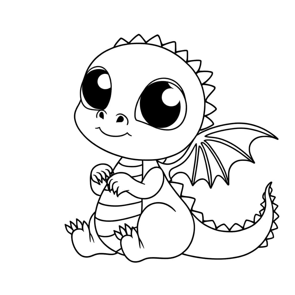 Coloriage Bébé dragon à imprimer et colorier