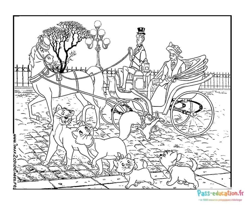 Coloriage Promenade aristocratique à imprimer et colorier