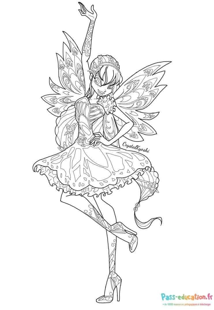 Coloriage Stella danseuse féerique à imprimer et colorier