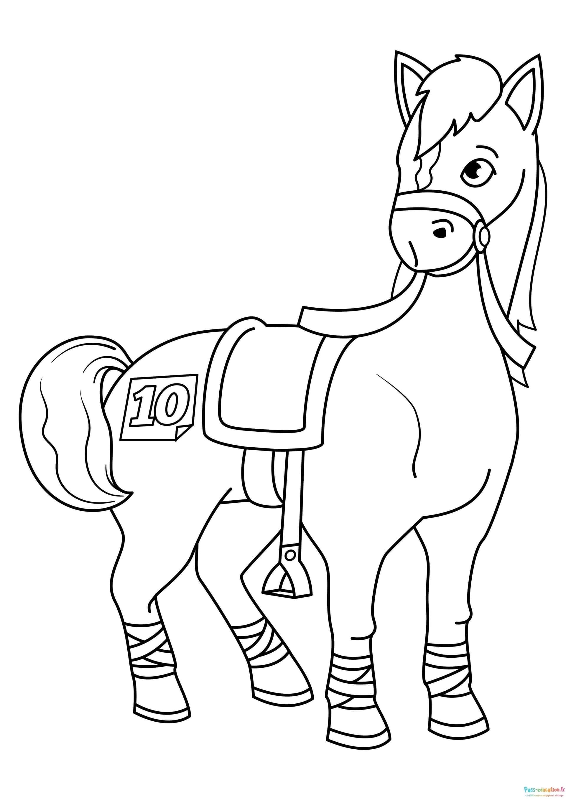 Coloriage Cheval de course à imprimer et colorier