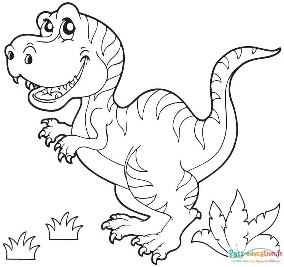 Coloriage Dinosaure souriant à imprimer et colorier
