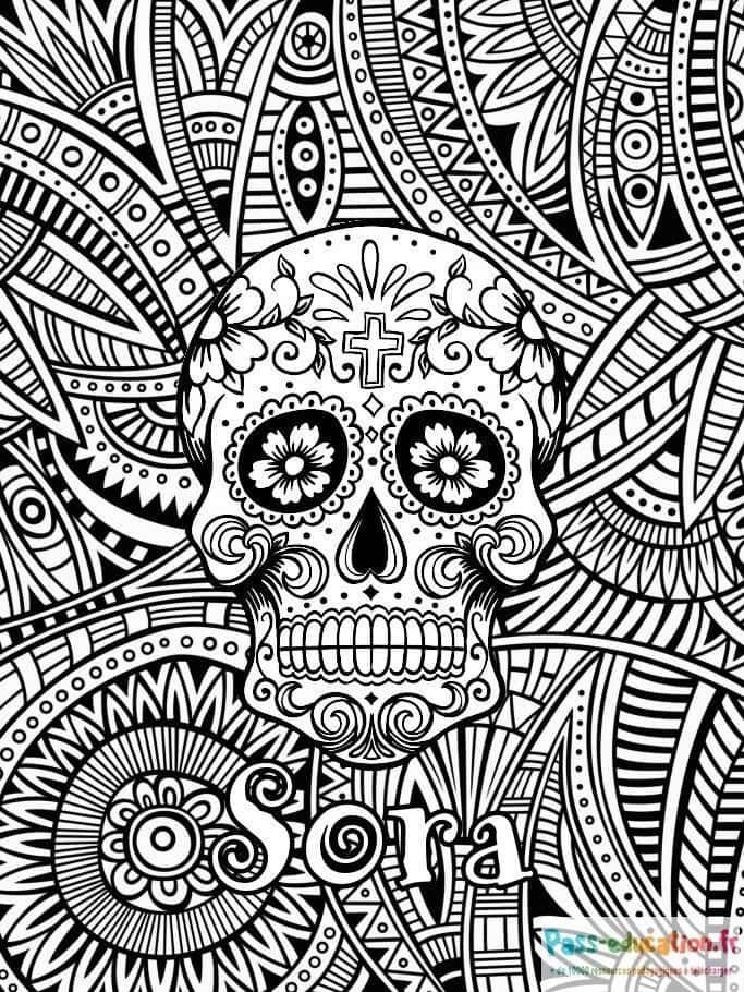 Coloriage Crâne Mexicain à imprimer et colorier