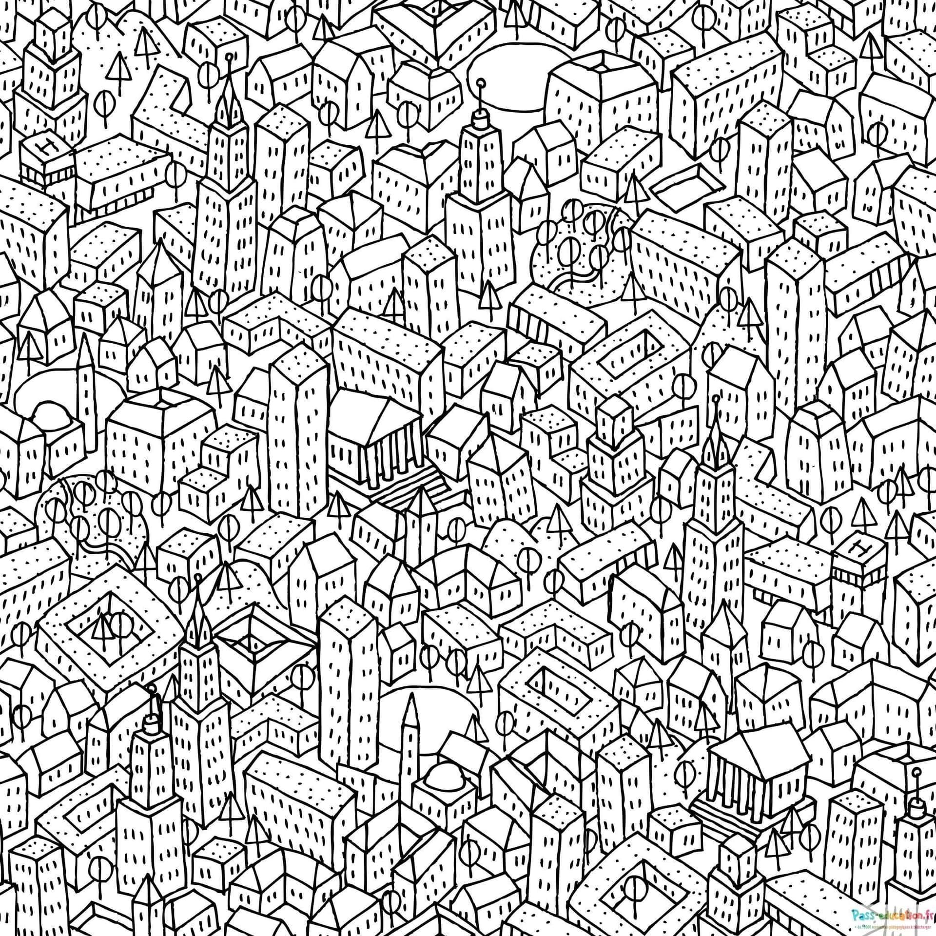 Coloriage Ville dense à imprimer et colorier