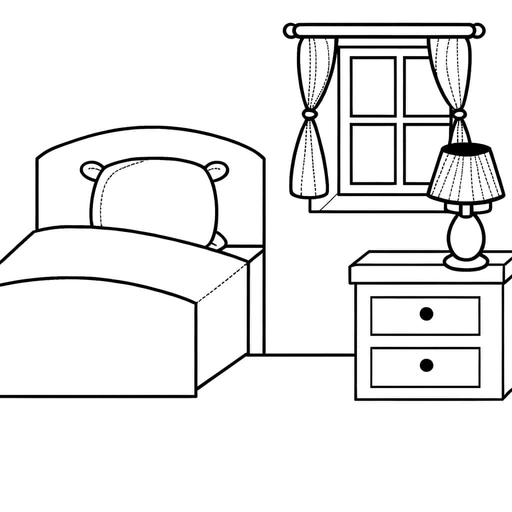 Coloriage Chambre à coucher à imprimer et colorier