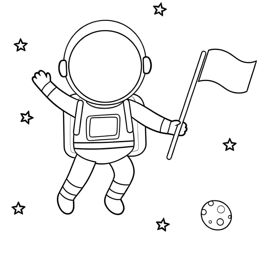 Coloriage Astronaute flottant à imprimer et colorier