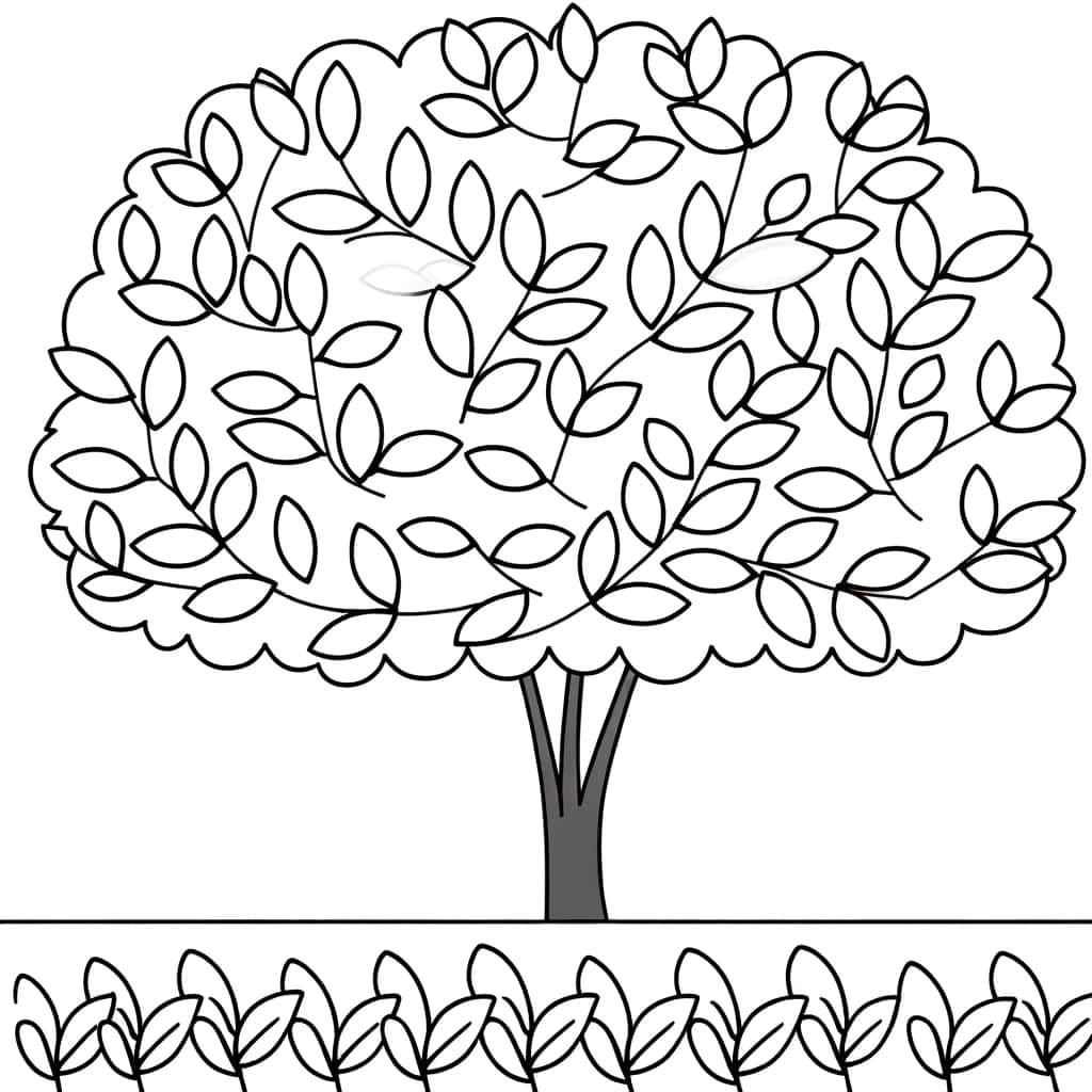 Coloriage Arbre feuillu à imprimer et colorier