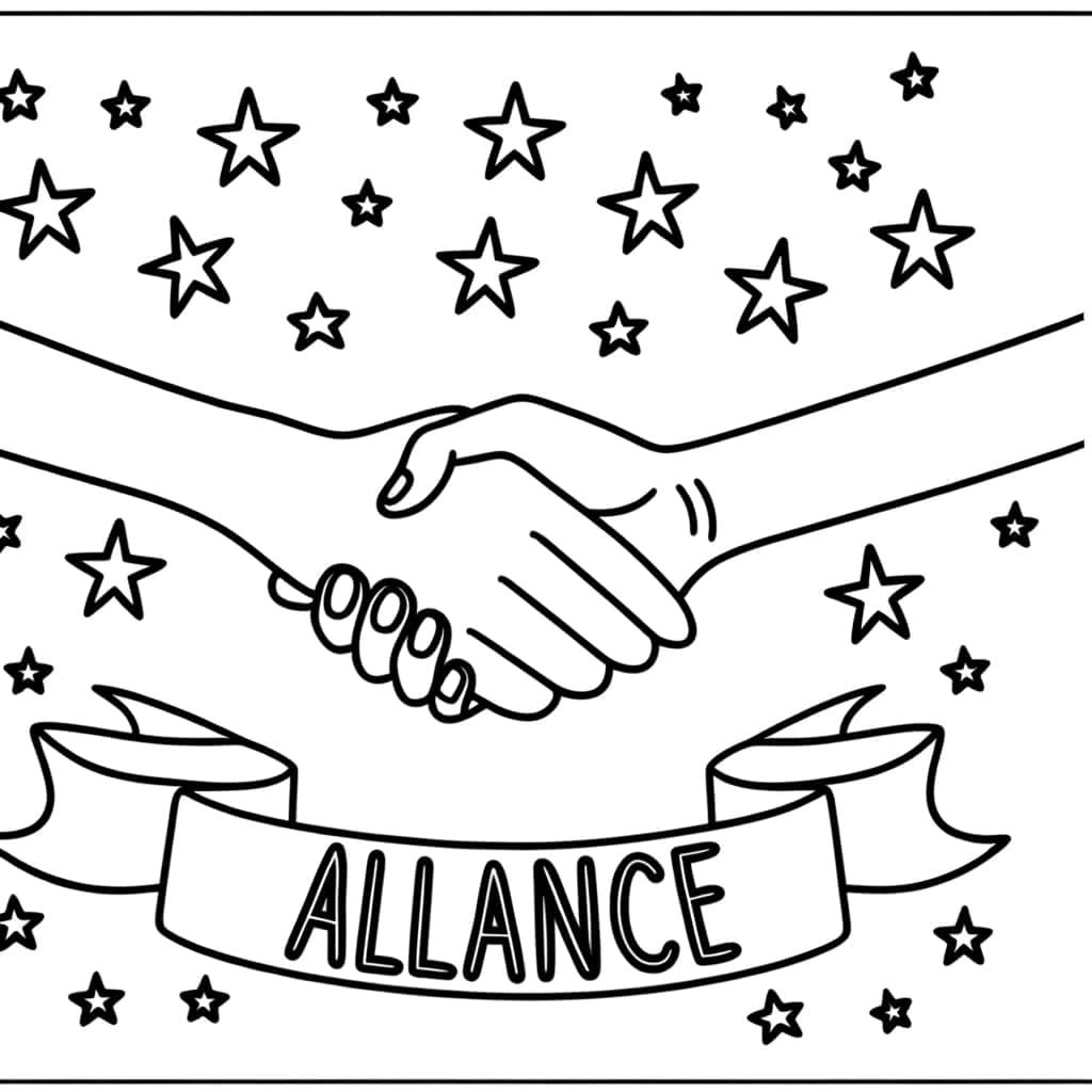 Coloriage Poignée de main alliance à imprimer et colorier