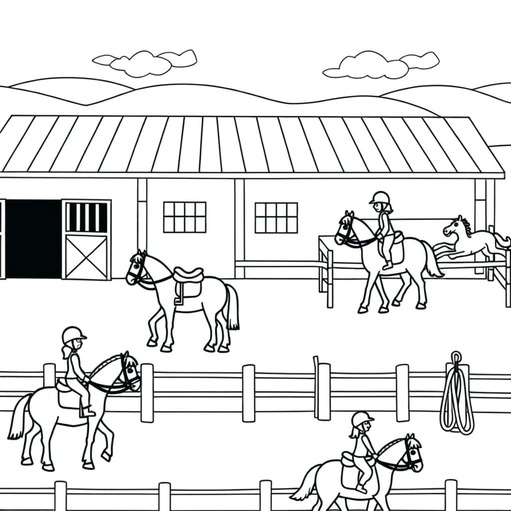 Coloriage Centre Equestre à imprimer et colorier