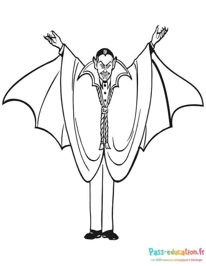 Coloriage Dracula en costume à imprimer et colorier