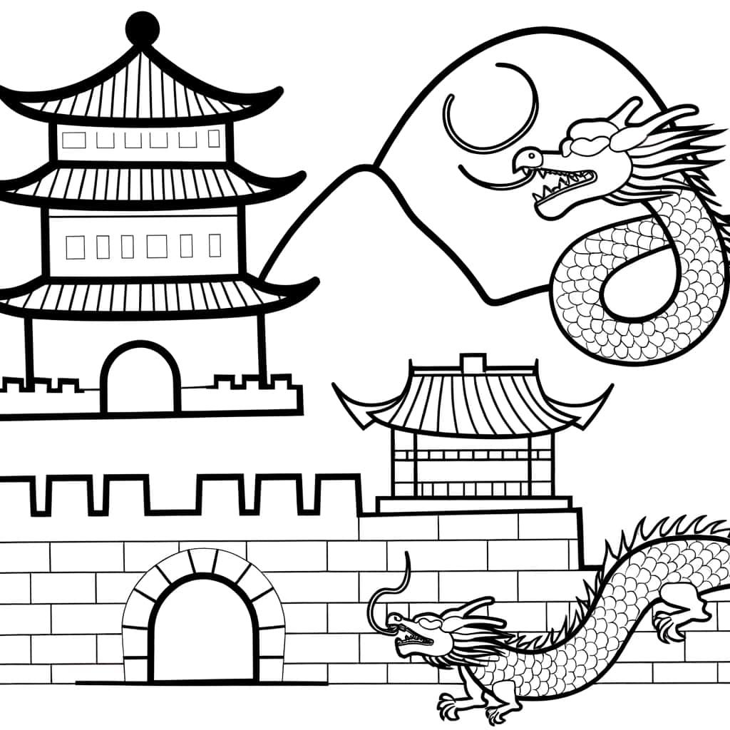 Coloriage Chine mythique à imprimer et colorier