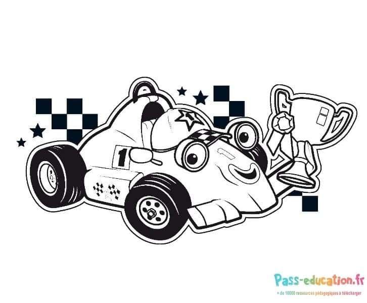Coloriage Voiture de course victorieuse à imprimer et colorier