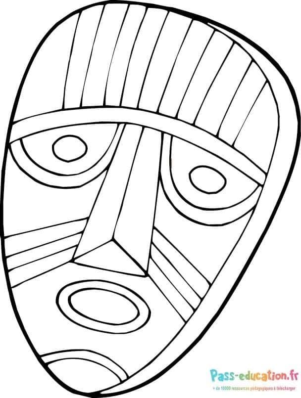 Coloriage Masque africain à imprimer et colorier