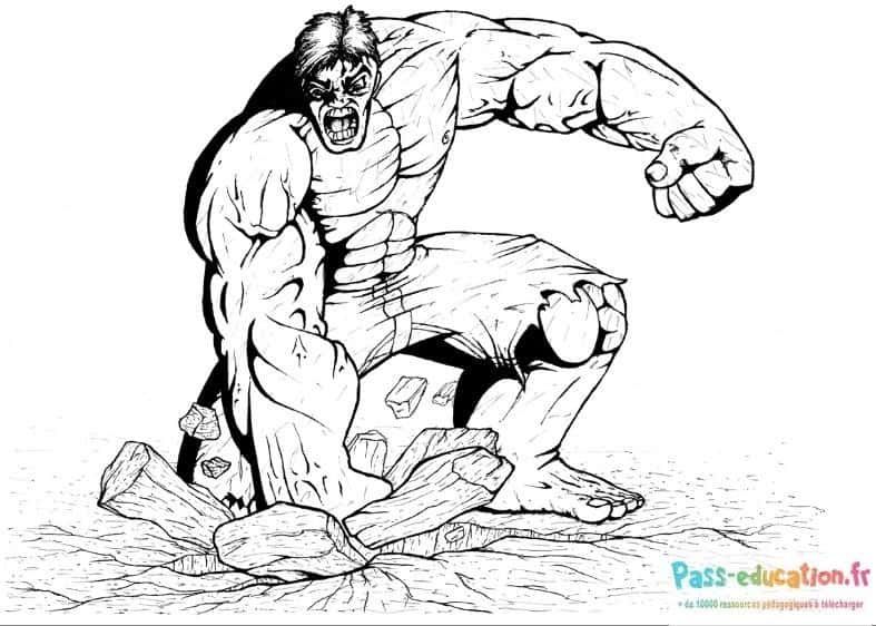 Coloriage Hulk en action à imprimer et colorier