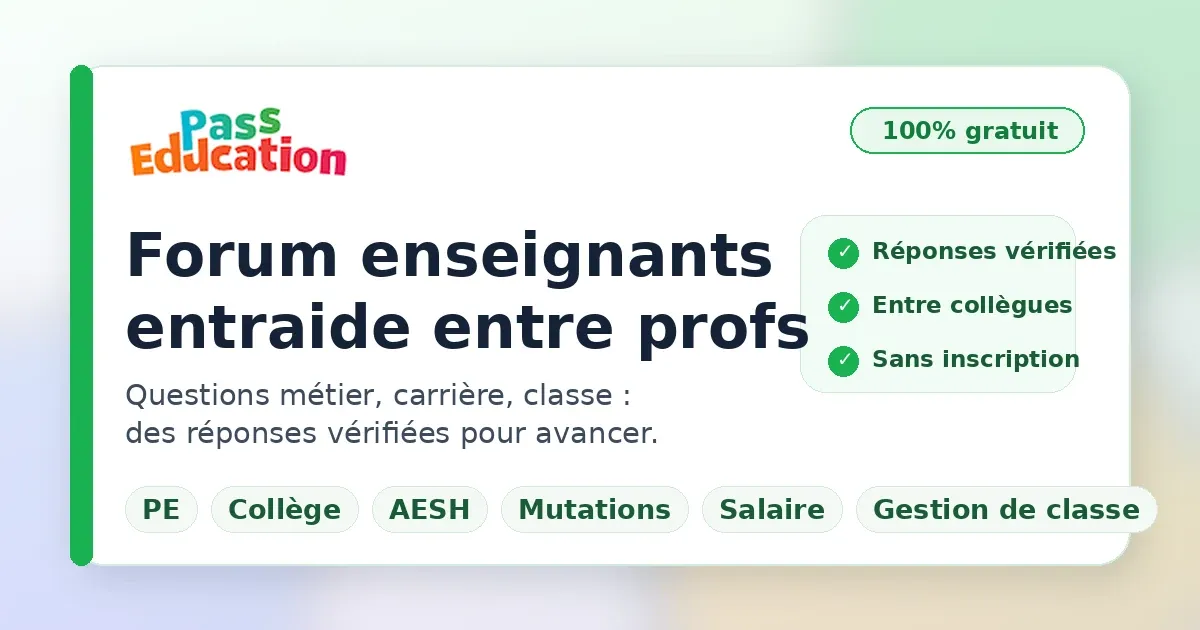 Forum Enseignants — entraide entre profs | Pass Éducation