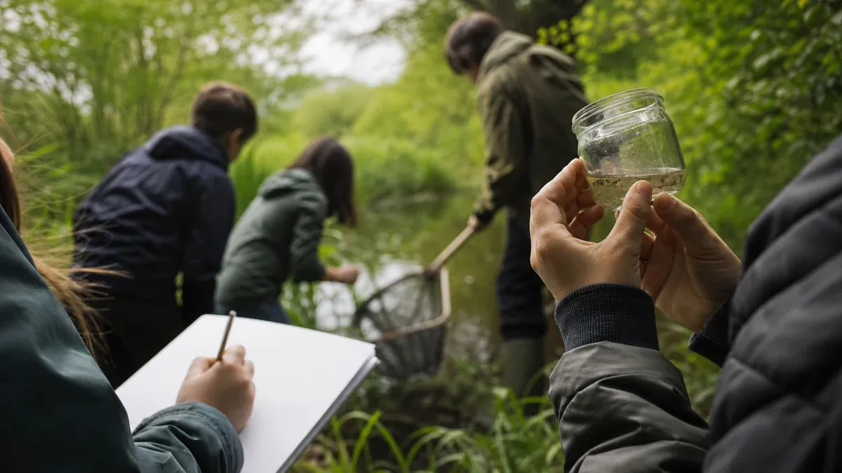 Photographie d'illustration générée par IA, sans texte, en lien avec : Développer et structurer l'éducation à l'environnement sur le volet « eau »